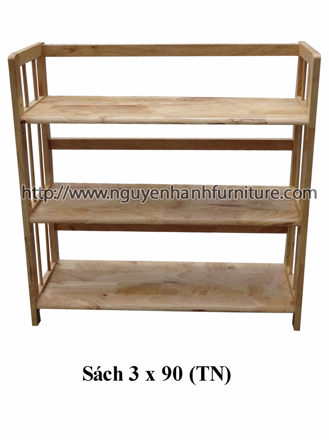 Name product: Triple storey Adjustable Bookshelf 90 (Natural) - Dimensions: 93 x 28 x 90 (H) - Description: Wood natural rubber